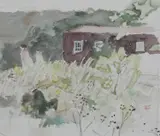 Figure by a Cottage Pencil and by Mary Potter, Pencil and watercolour, sold Dec 2024
