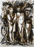 Family Signed and dated Maurice Cockrill/1986 by Maurice Cockrill, Watercolour, bodycolour and gum arabic, sold Dec 2024
