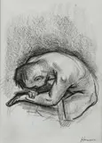 Study of a crouching man Signed Howson by Peter Howson, Pencil and charcoal, sold Dec 2024
