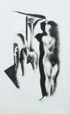 Female nude with a horse beyond Signed KÁDÁR/BELA by Béla Kádár, ink and wash, sold Dec 2024