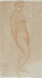 Standing female nude Signed and inscribed M Kogan/Paris by Moissey Kogan, drawing, sold Dec 2024