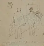 Maintenant ouvrez moi la porte - Je savais que vous avez besoin by Jean-Louis Forain, Pen and brown ink, sold Dec 2024