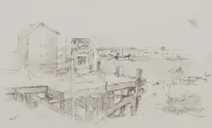 La Tremblade Signed with initials RG by Roger de Grey, Charcoal, sold Dec 2024