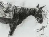 Horse and Rider I Signed Patrick Procktor by Patrick Procktor, Charcoal, sold Dec 2024