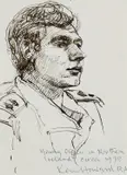 Portrait study of a young officer Signed by Ken Howard, Pen and ink, sold Dec 2024