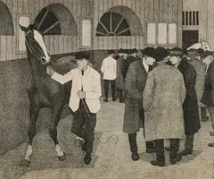 Horse Dealers at the Barbican by Robert Bevan, Lithograph, sold Dec 2024