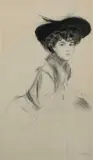 Etude de Femme au Chapeau Signed Helleu by Paul César Helleu, Drypoint, sold Dec 2024