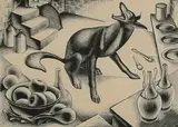 Wolf in Cellar Signed by Agnes Miller Parker, Wood engraving, sold Dec 2024
