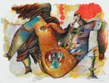 Leda et le Cygne Signed and numbered 25/125 Theo Tobiasse by Théo Tobiasse, Lithograph and Carborundum, offered Dec 2024