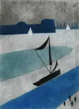 Thames Barge by Julian Trevelyan, Etching aquatint and soft-ground, sold Dec 2024