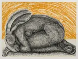 Crouching Lady Hare Signed Ryder 2002 by Sophie Ryder, Lithograph, offered Dec 2024