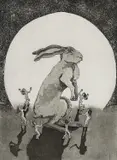 Hare and dancers by moonlight Signed by Sophie Ryder, Aquatint, sold Dec 2024