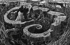 Tree Stump Signed by Monica Poole, Wood engraving, sold Dec 2024