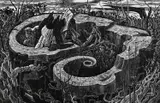 Tree Stump Signed by Monica Poole, Wood engraving, sold Dec 2024
