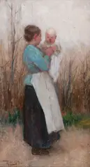 Mother and Child by Robert McGregor, oil on board, sold Apr 2014