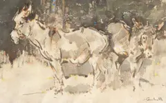 Donkeys by Joseph Crawhall, watercolour and gouache on holland, sold Apr 2014