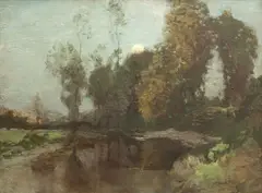 Moonrise by Rsw Robert Macaulay Stevenson, oil on canvas, offered Apr 2014