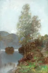 Silver Birches by Rsw Robert Macaulay Stevenson, oil on canvas, offered Apr 2014