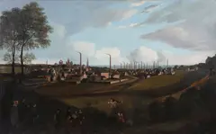 A panoramic view of Arbroath by Scottish School, oil on canvas laid on board, offered Apr 2014