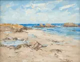 Building Sand Castles by Rsa Rba Roi Rsw Robert Gemmell Hutchison, oil on canvas, sold Apr 2014