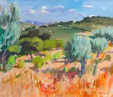 La Cadiere d'Azur, Provence by Rgi DLitt John Cunningham, oil on canvas, sold Apr 2014