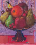 Compotier of fruit by Sir Robin Philipson Ra Prsa Frsa Rsw Rgi DLitt Lld, pastel on glass paper, sold Apr 2014