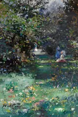 Summer Garden by Rsa Rsw Francis Campbell Boileau Cadell, oil on board, sold Apr 2014