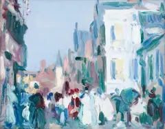 Paris Plage by John Duncan Fergusson, oil on panel, sold Apr 2014