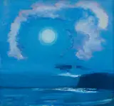 Moon Over the Bay by John Houston Obe Rsa Rsw Rgi Ssa, oil on canvas, sold Apr 2014