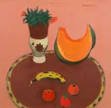 Pumpkin and Cactus by Obe Rsa Rsw Rp Rgi Lld D Univ Alberto Morrocco, oil on canvas, offered Apr 2014