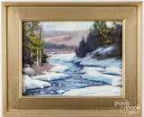 winter landscape by Neil Rizos, oil on artist board, sold Feb 2026