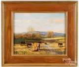 bucolic landscape by William Herbert Whiting, oil on board, sold Feb 2026