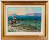 western landscape by Mel Crawford, acrylic on board, sold Feb 2026