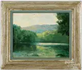 landscape by William Herbert Whiting, oil on artist board, sold Feb 2026