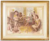 interior of a recital by Bernard Gussow, pastel, sold Feb 2026