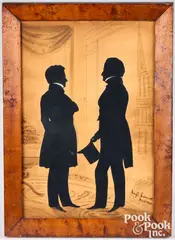 and hollowcut silhouette of gentleman in a study by Auguste Edouart, graphite, sold Jan 2026