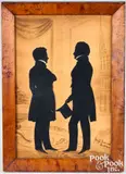 and hollowcut silhouette of gentleman in a study by Auguste Edouart, graphite, sold Jan 2026
