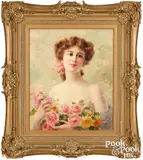 portrait of a young woman by Émile Vernon, oil on canvas, sold Jan 2026