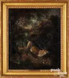 of a stag in a forest clearing by Edwin Henry Landseer, oil on canvas, offered Jan 2026