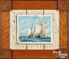 Homage to Antonio Jacobsen (The Dauntless in the America's Cup 1871) by John Yerger, oil on board, sold Jan 2026