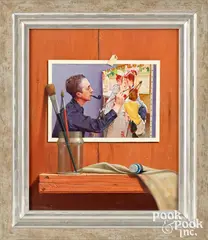 Homage to Norman Rockwell (The Soda Jerk) by John Yerger, oil on board, sold Jan 2026