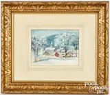 winter town scene by Tasha Tudor, watercolor and gouache, sold Jan 2026