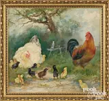 of a hen by Mary B. Leisz, oil on canvas, sold Jan 2026