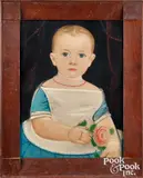 portrait of a child with rose by William Matthew Prior, oil on board, sold Jan 2026