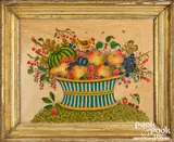 theorem of a basket of fruit by David Y. Ellinger, oil on velvet, sold Jan 2026