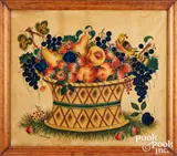 theorem of a basket of fruit by David Y. Ellinger, oil on velvet, sold Jan 2026
