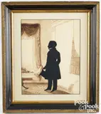 interior silhouette of a gentleman by Auguste Edouart, watercolor, sold Jan 2026