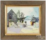 street scene by Kenneth Webb, oil on canvas, sold Dec 2025