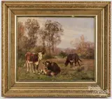 of cows by Aymar Alexandre Pezant, oil on canvas, sold Oct 2025