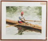 man rowing on the Schuylkill by Earl Bradley Lewis, watercolor, sold Oct 2025